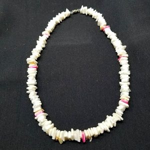 PINK AND WHITE PUKA SHELL NECKLACE